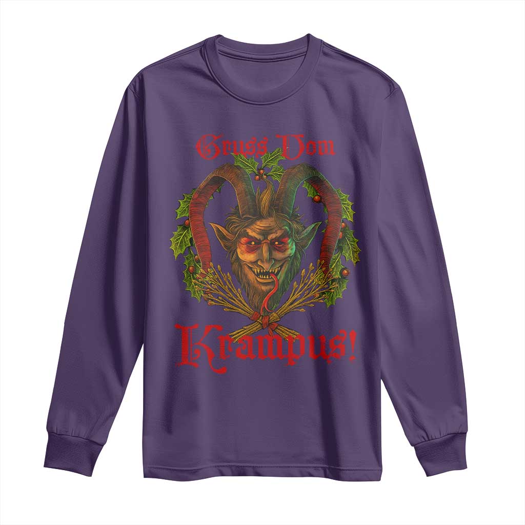 Nordic Christmas Krampus Long Sleeve Shirt Gruss Vom Krampus Pagan Yule Xmas - Wonder Print Shop