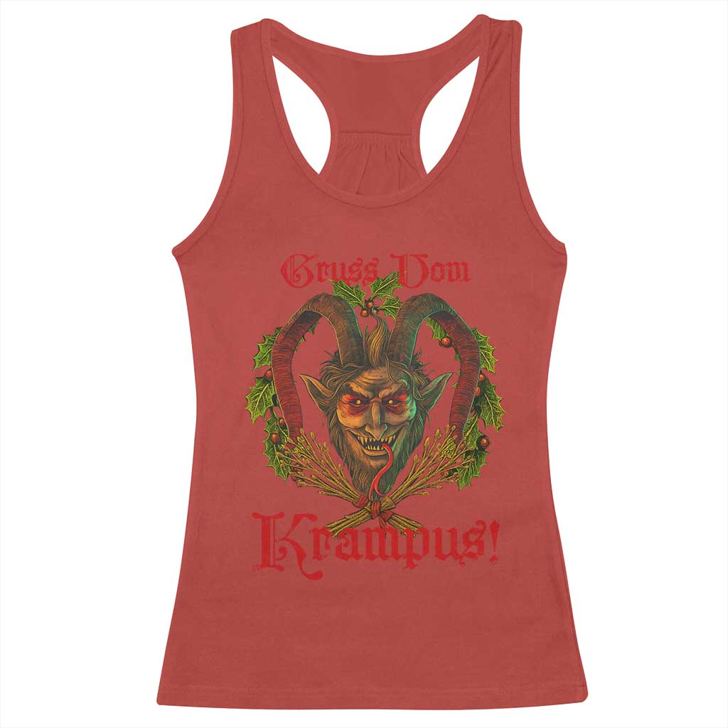 Nordic Christmas Krampus Racerback Tank Top Gruss Vom Krampus Pagan Yule Xmas - Wonder Print Shop