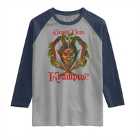 Nordic Christmas Krampus Raglan Shirt Gruss Vom Krampus Pagan Yule Xmas - Wonder Print Shop