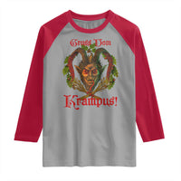 Nordic Christmas Krampus Raglan Shirt Gruss Vom Krampus Pagan Yule Xmas - Wonder Print Shop