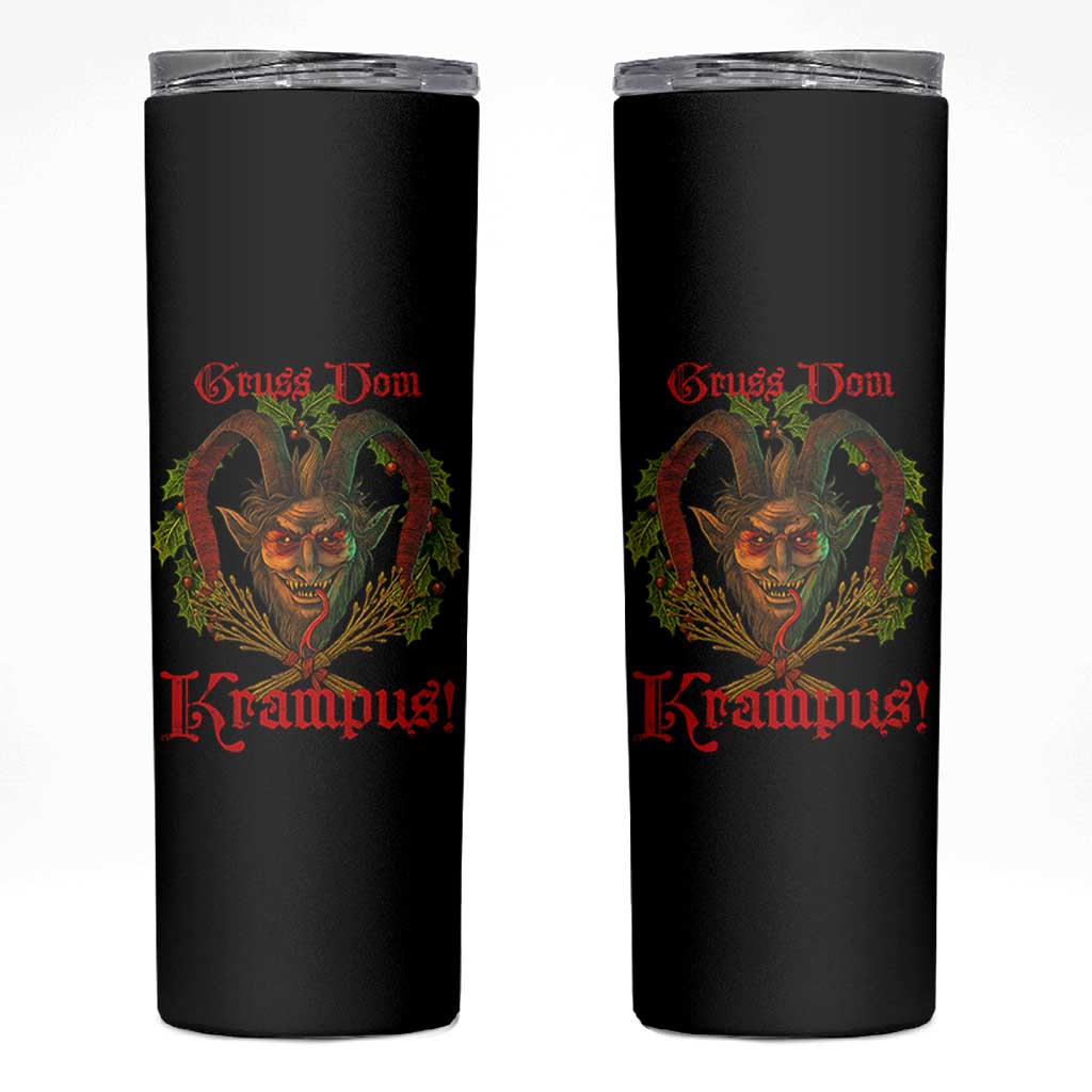 Nordic Christmas Krampus Skinny Tumbler Gruss Vom Krampus Pagan Yule Xmas - Wonder Print Shop