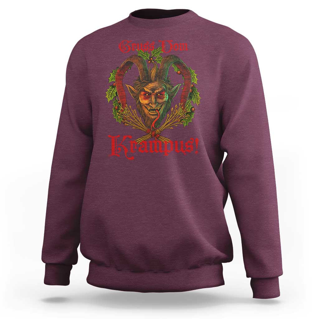 Nordic Christmas Krampus Sweatshirt Gruss Vom Krampus Pagan Yule Xmas - Wonder Print Shop