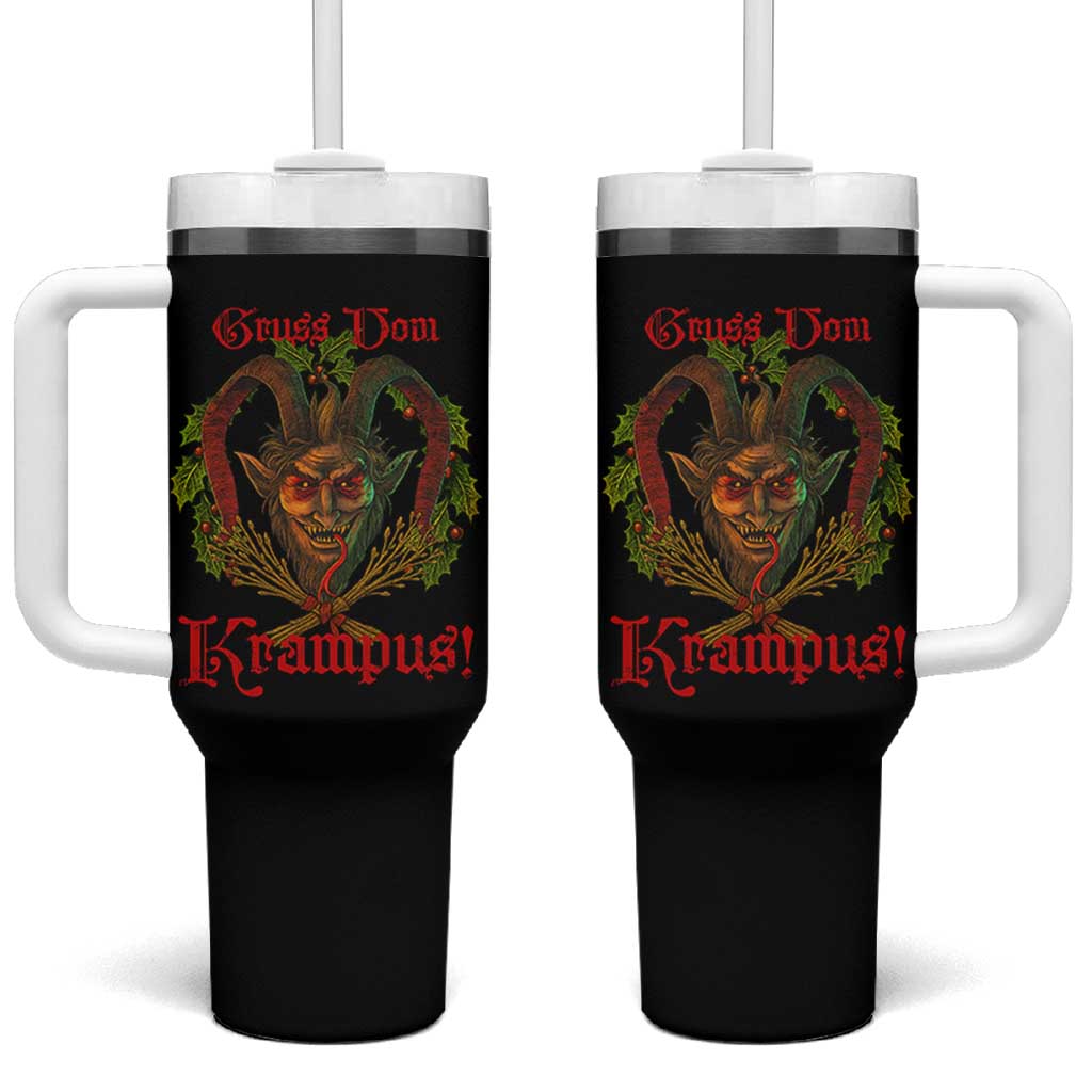 Nordic Christmas Krampus Tumbler With Handle Gruss Vom Krampus Pagan Yule Xmas - Wonder Print Shop