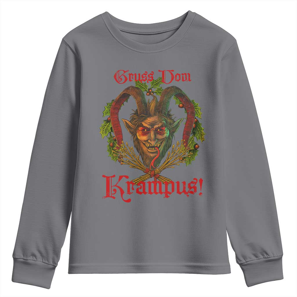 Nordic Christmas Krampus Youth Sweatshirt Gruss Vom Krampus Pagan Yule Xmas - Wonder Print Shop