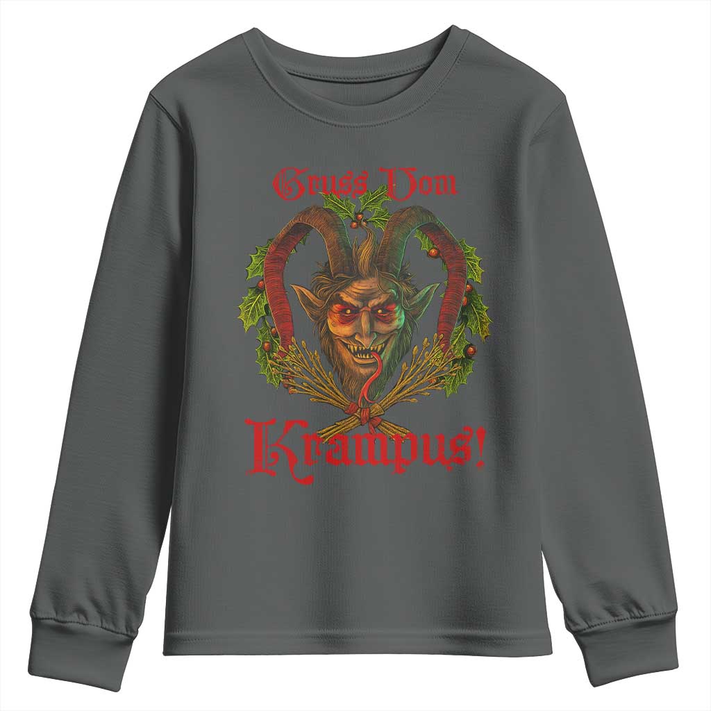 Nordic Christmas Krampus Youth Sweatshirt Gruss Vom Krampus Pagan Yule Xmas - Wonder Print Shop