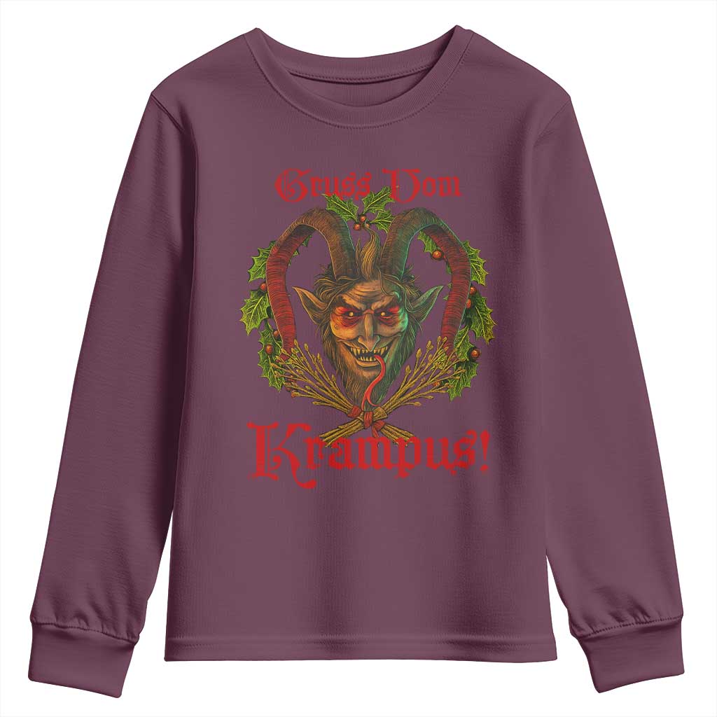 Nordic Christmas Krampus Youth Sweatshirt Gruss Vom Krampus Pagan Yule Xmas - Wonder Print Shop