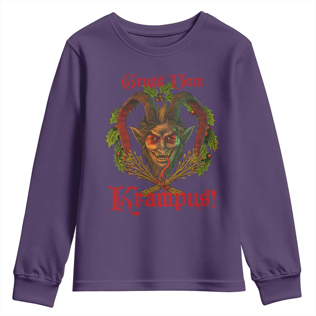 Nordic Christmas Krampus Youth Sweatshirt Gruss Vom Krampus Pagan Yule Xmas - Wonder Print Shop