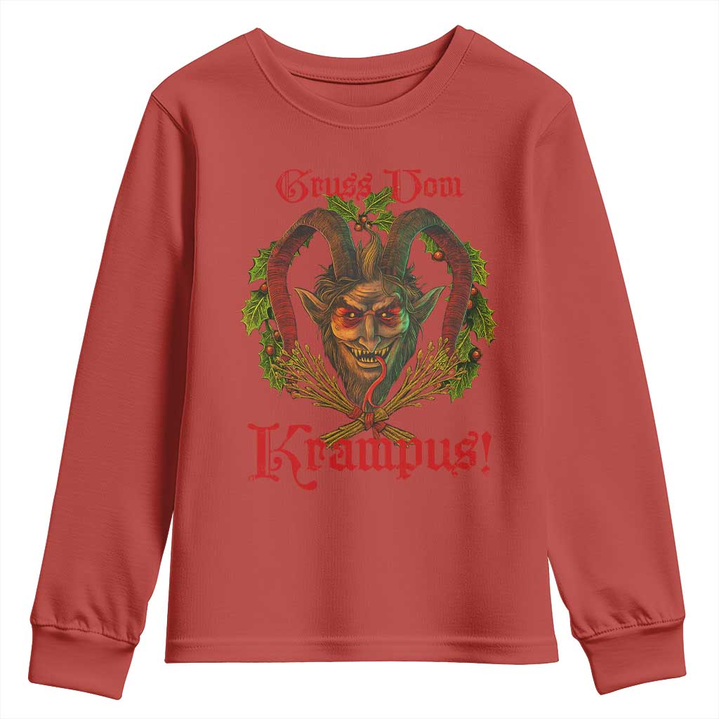 Nordic Christmas Krampus Youth Sweatshirt Gruss Vom Krampus Pagan Yule Xmas - Wonder Print Shop