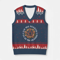 Tis The Season To Be The Heathen V-Neck Knit Sweater Vest Pagan Christmas Yule Holiday - Wonder Print Shop