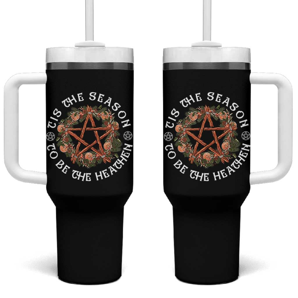 Tis The Season To Be The Heathen Tumbler With Handle Pagan Christmas Yule Holiday - Wonder Print Shop