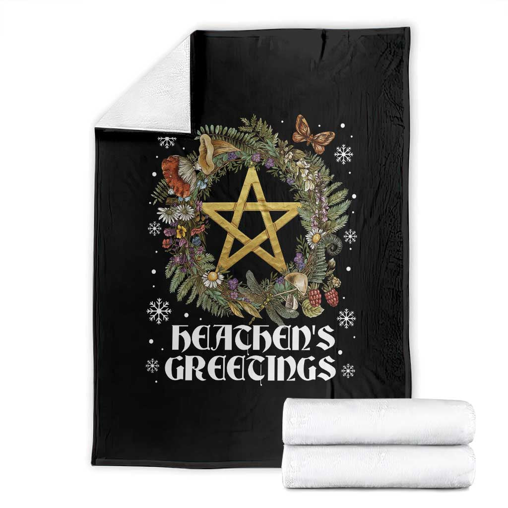 Heathens Greeting Throw Blanket Pagan Christmas Wreath Yule Holiday - Wonder Print Shop
