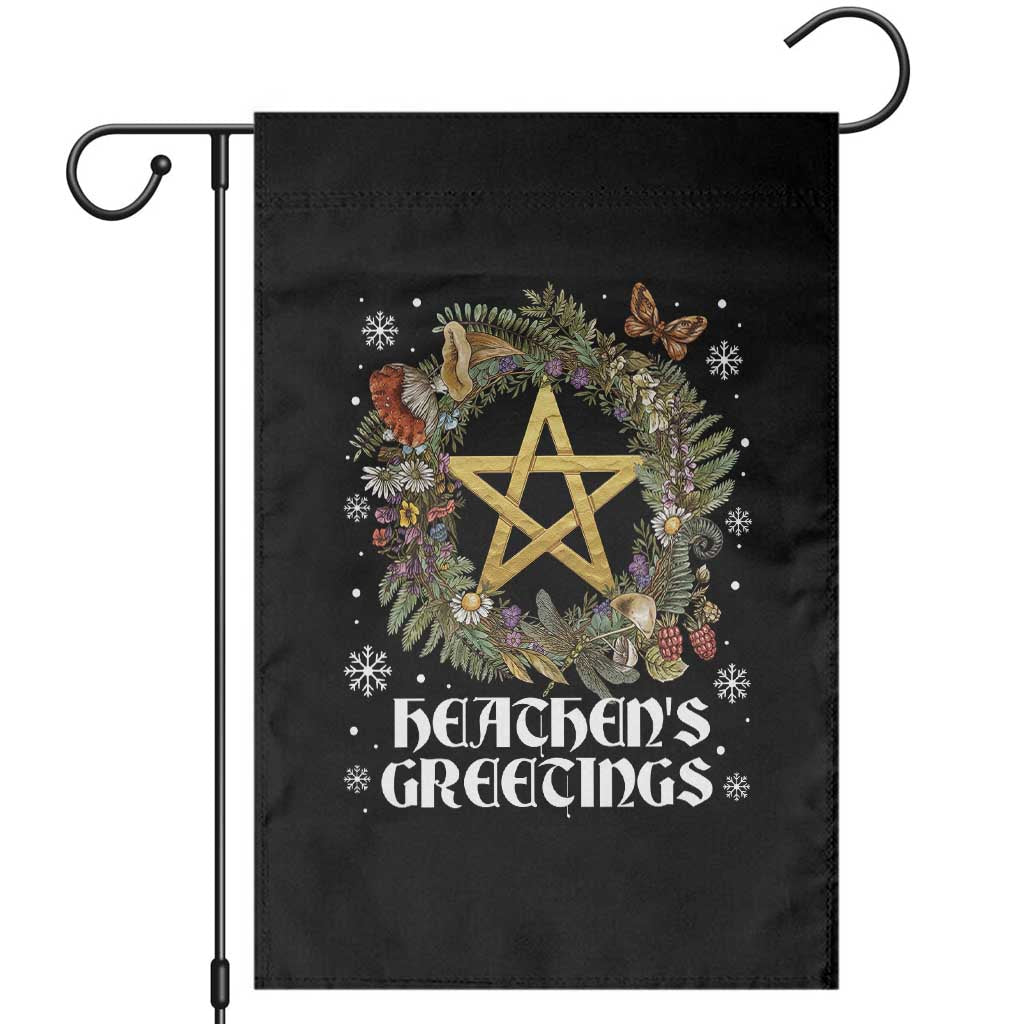 Heathens Greeting Garden Flag Pagan Christmas Wreath Yule Holiday - Wonder Print Shop