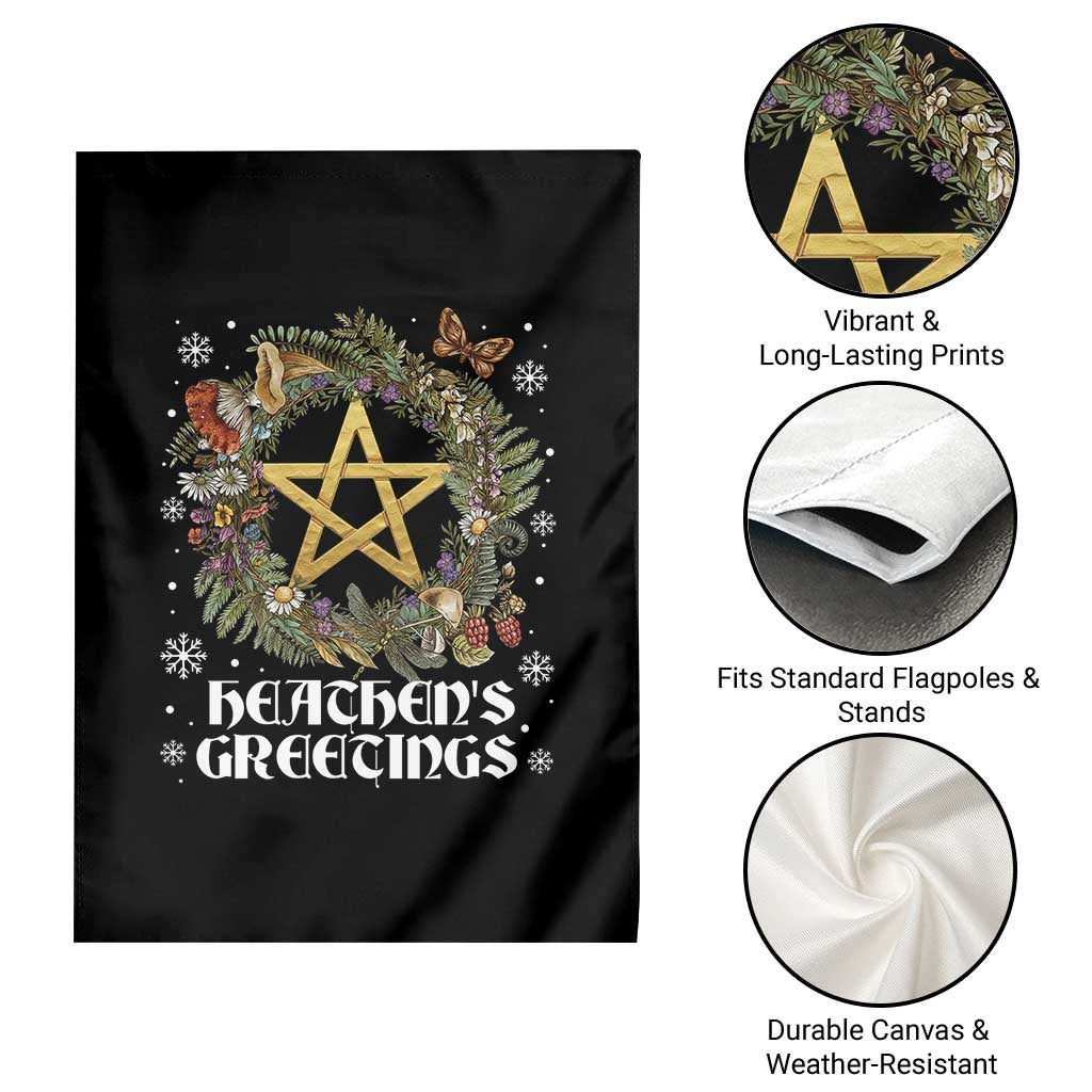 Heathens Greeting Garden Flag Pagan Christmas Wreath Yule Holiday - Wonder Print Shop