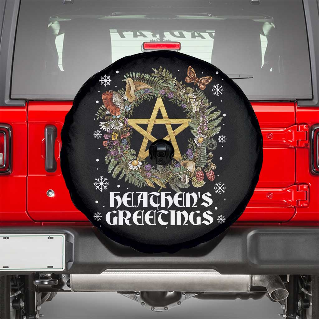 Heathens Greeting Spare Tire Cover Pagan Christmas Wreath Yule Holiday - Wonder Print Shop