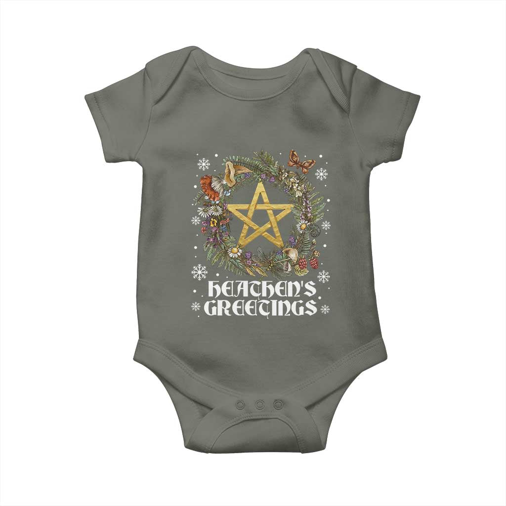 Heathens Greeting Baby Onesie Pagan Christmas Wreath Yule Holiday - Wonder Print Shop