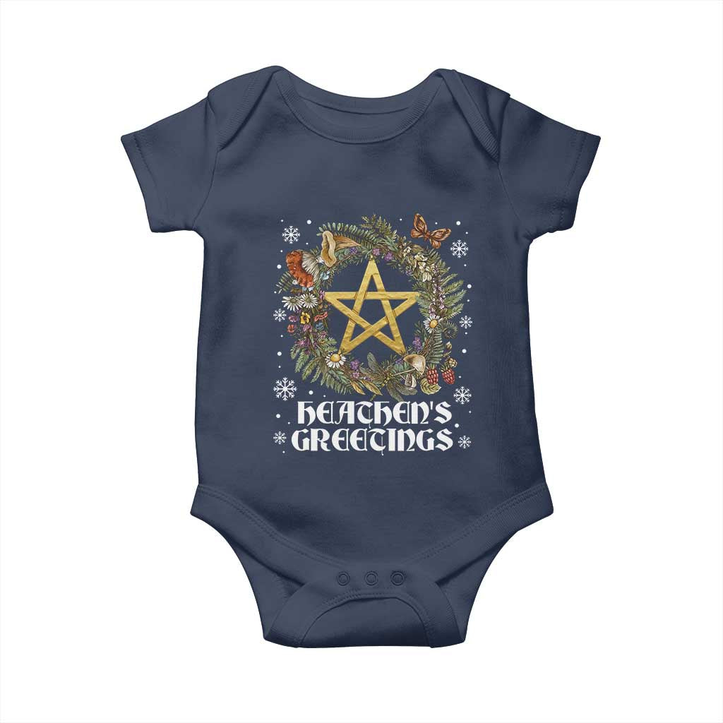 Heathens Greeting Baby Onesie Pagan Christmas Wreath Yule Holiday - Wonder Print Shop