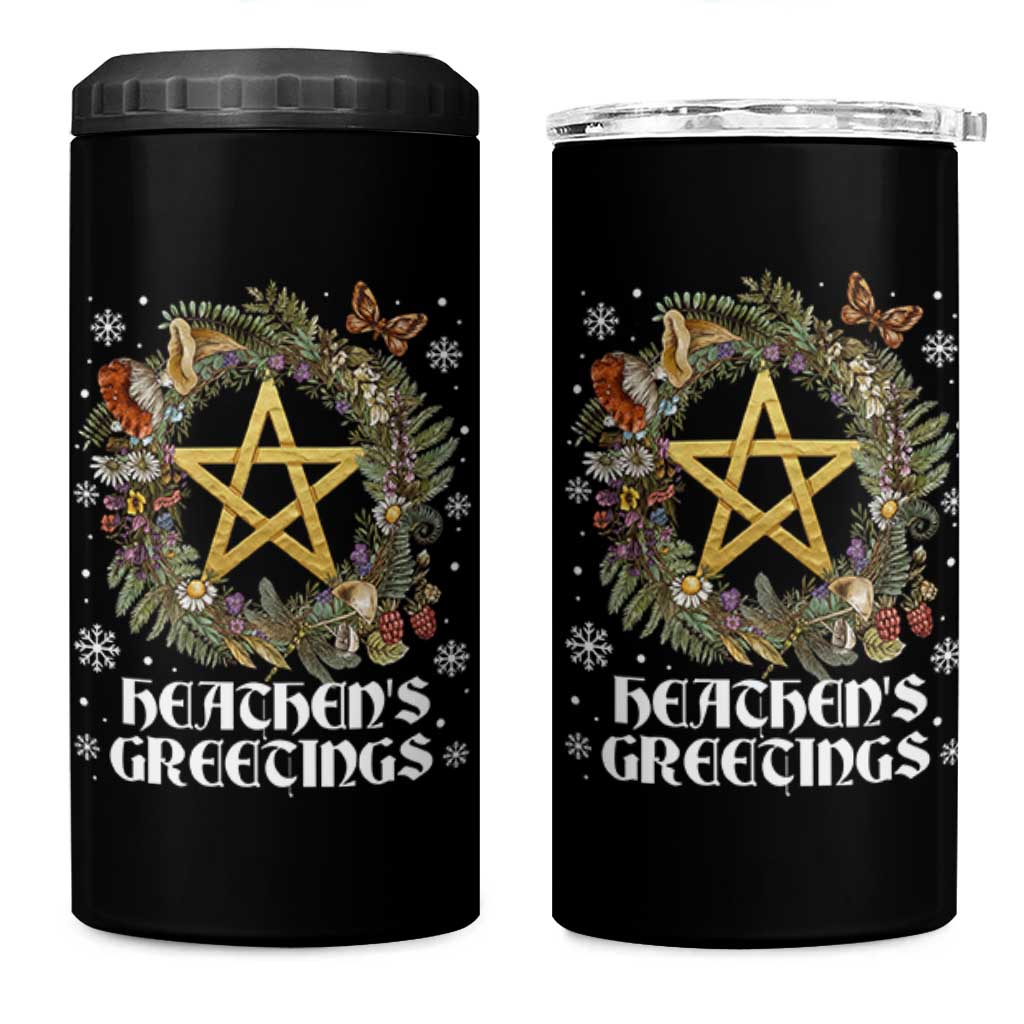 Heathens Greeting 4 in 1 Can Cooler Tumbler Pagan Christmas Wreath Yule Holiday - Wonder Print Shop