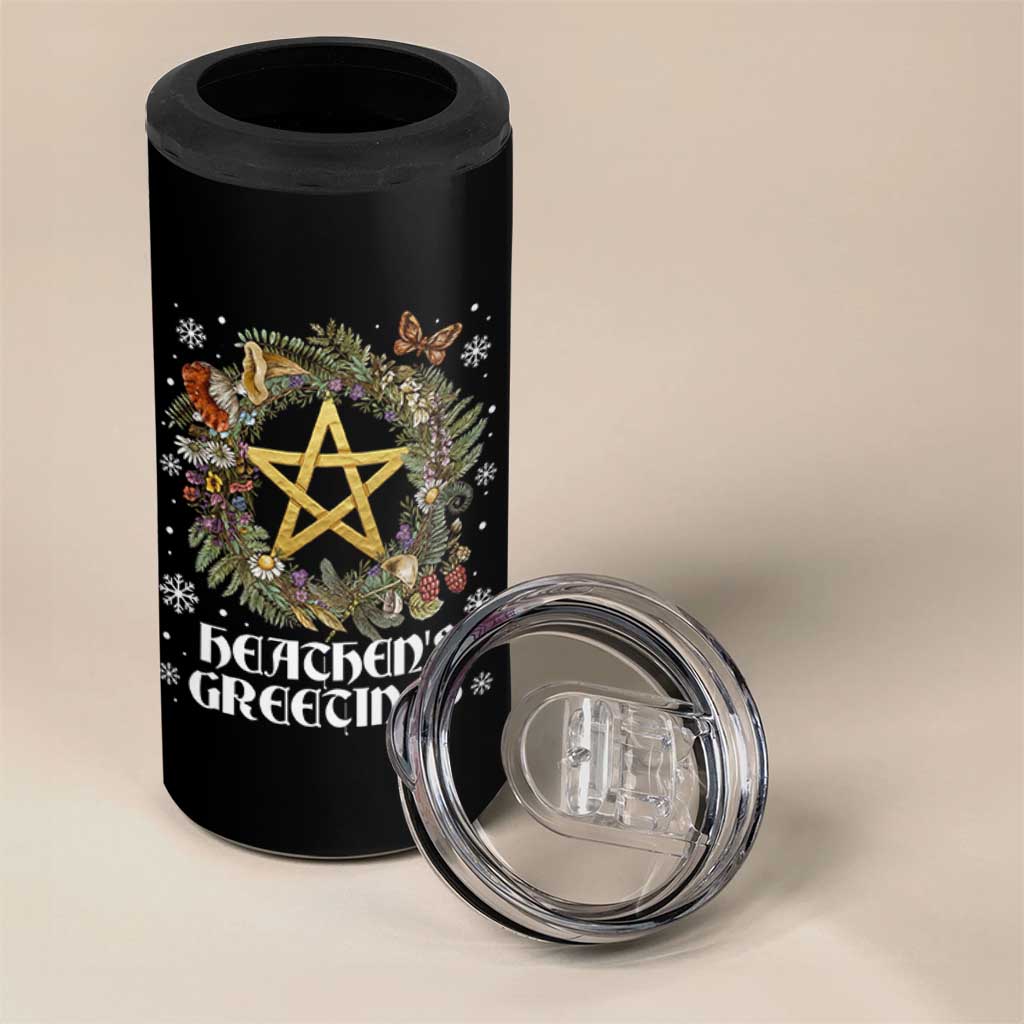 Heathens Greeting 4 in 1 Can Cooler Tumbler Pagan Christmas Wreath Yule Holiday - Wonder Print Shop
