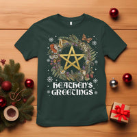 Heathens Greeting T Shirt Pagan Christmas Wreath Yule Holiday - Wonder Print Shop