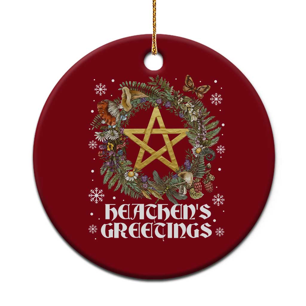 Heathens Greeting Ceramic Ornament Pagan Christmas Wreath Yule Holiday - Wonder Print Shop