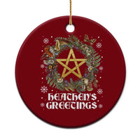 Heathens Greeting Ceramic Ornament Pagan Christmas Wreath Yule Holiday - Wonder Print Shop