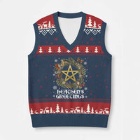 Heathens Greeting V-Neck Knit Sweater Vest Pagan Xmas Wreath Yule Holiday - Wonder Print Shop