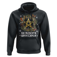 Heathens Greeting Hoodie Pagan Christmas Wreath Yule Holiday - Wonder Print Shop
