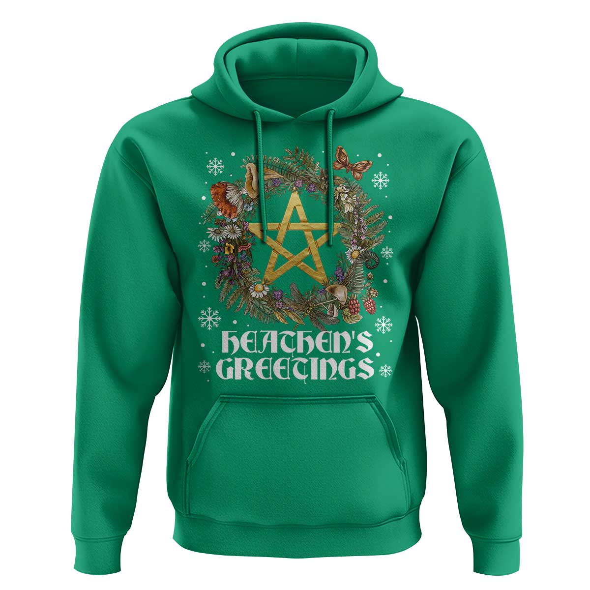 Heathens Greeting Hoodie Pagan Christmas Wreath Yule Holiday - Wonder Print Shop