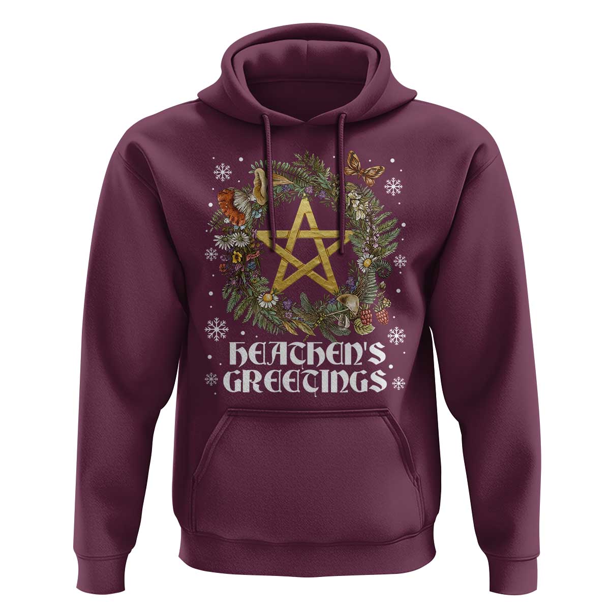 Heathens Greeting Hoodie Pagan Christmas Wreath Yule Holiday - Wonder Print Shop