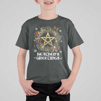 Heathens Greeting T Shirt For Kid Pagan Christmas Wreath Yule Holiday - Wonder Print Shop
