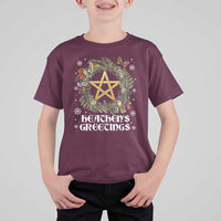 Heathens Greeting T Shirt For Kid Pagan Christmas Wreath Yule Holiday - Wonder Print Shop