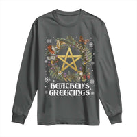 Heathens Greeting Long Sleeve Shirt Pagan Christmas Wreath Yule Holiday - Wonder Print Shop