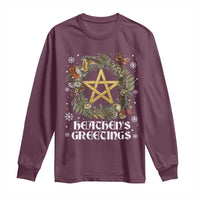 Heathens Greeting Long Sleeve Shirt Pagan Christmas Wreath Yule Holiday - Wonder Print Shop