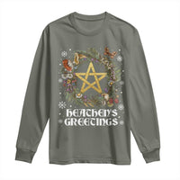 Heathens Greeting Long Sleeve Shirt Pagan Christmas Wreath Yule Holiday - Wonder Print Shop