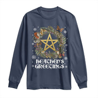 Heathens Greeting Long Sleeve Shirt Pagan Christmas Wreath Yule Holiday - Wonder Print Shop