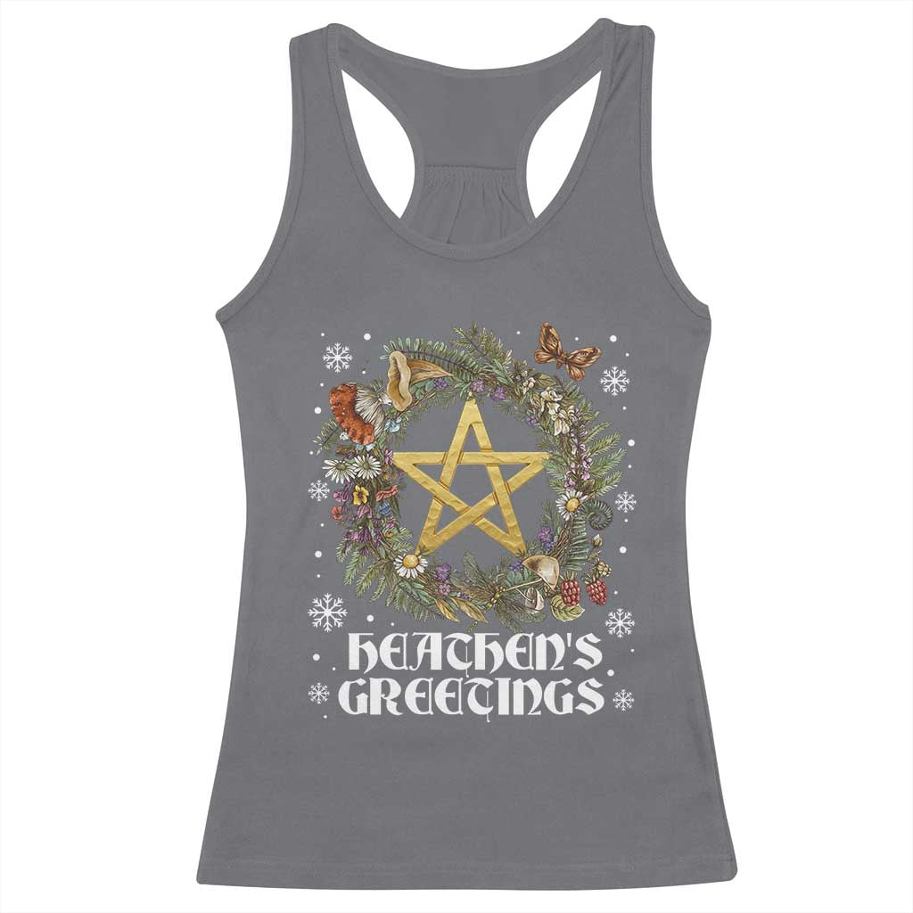 Heathens Greeting Racerback Tank Top Pagan Christmas Wreath Yule Holiday - Wonder Print Shop