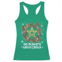 Heathens Greeting Racerback Tank Top Pagan Christmas Wreath Yule Holiday - Wonder Print Shop