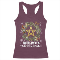 Heathens Greeting Racerback Tank Top Pagan Christmas Wreath Yule Holiday - Wonder Print Shop
