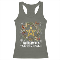 Heathens Greeting Racerback Tank Top Pagan Christmas Wreath Yule Holiday - Wonder Print Shop