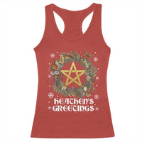 Heathens Greeting Racerback Tank Top Pagan Christmas Wreath Yule Holiday - Wonder Print Shop