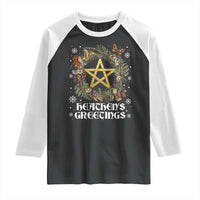 Heathens Greeting Raglan Shirt Pagan Christmas Wreath Yule Holiday - Wonder Print Shop