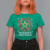 Heathens Greeting T Shirt For Women Pagan Christmas Wreath Yule Holiday - Wonder Print Shop