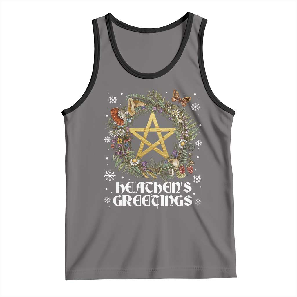 Heathens Greeting Tank Top Pagan Christmas Wreath Yule Holiday - Wonder Print Shop
