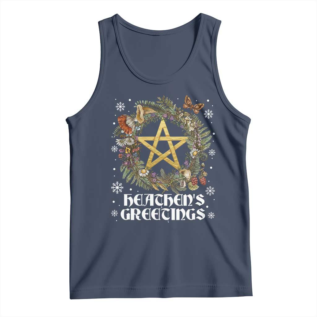 Heathens Greeting Tank Top Pagan Christmas Wreath Yule Holiday - Wonder Print Shop