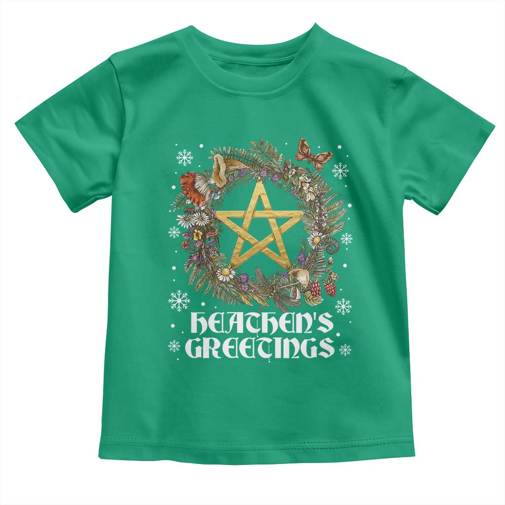 Heathens Greeting Toddler T Shirt Pagan Christmas Wreath Yule Holiday - Wonder Print Shop