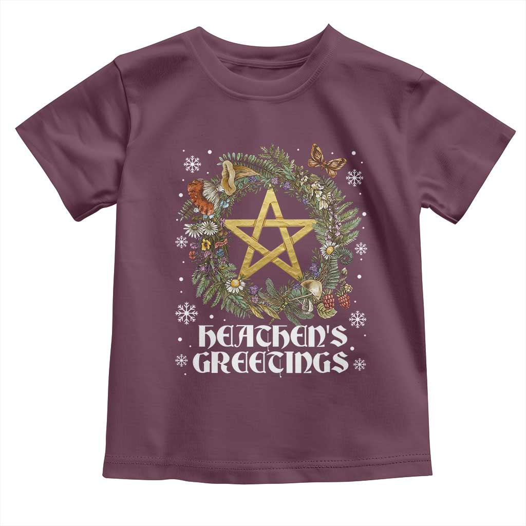 Heathens Greeting Toddler T Shirt Pagan Christmas Wreath Yule Holiday - Wonder Print Shop