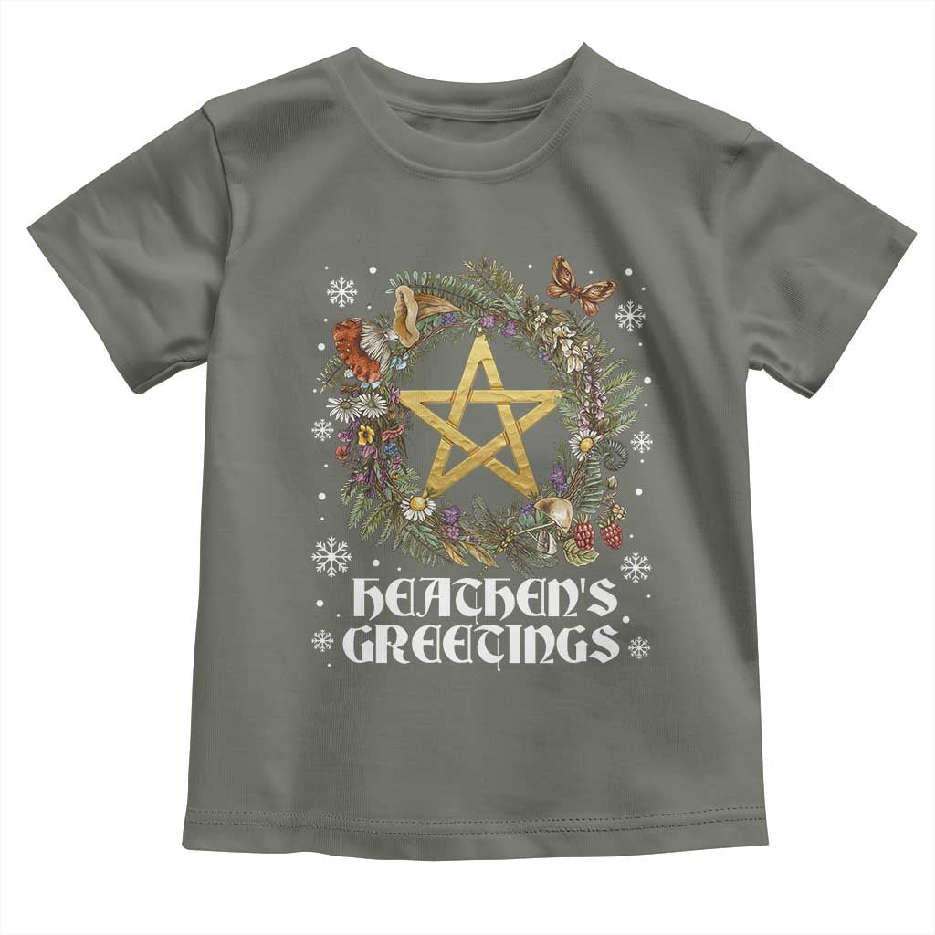 Heathens Greeting Toddler T Shirt Pagan Christmas Wreath Yule Holiday - Wonder Print Shop