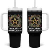 Heathens Greeting Tumbler With Handle Pagan Christmas Wreath Yule Holiday - Wonder Print Shop