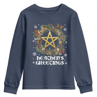 Heathens Greeting Youth Sweatshirt Pagan Christmas Wreath Yule Holiday - Wonder Print Shop