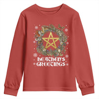 Heathens Greeting Youth Sweatshirt Pagan Christmas Wreath Yule Holiday - Wonder Print Shop